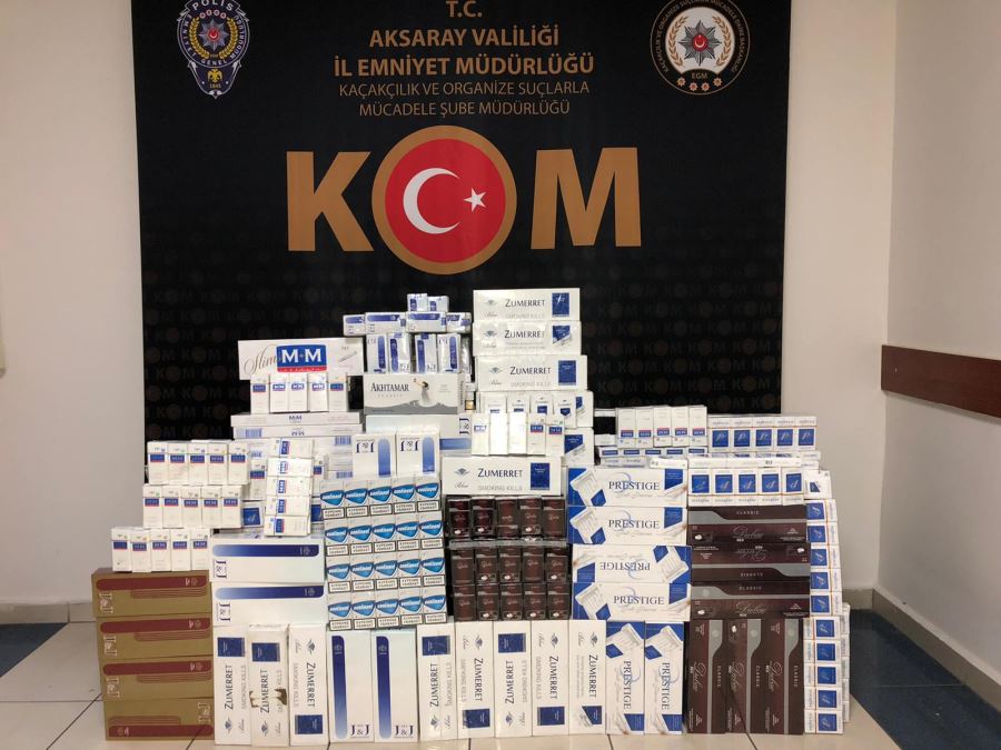 Aksaray emniyet müdürlüğü 1500 paket Gümrük Kaçağı  Sigara yakaladı. 